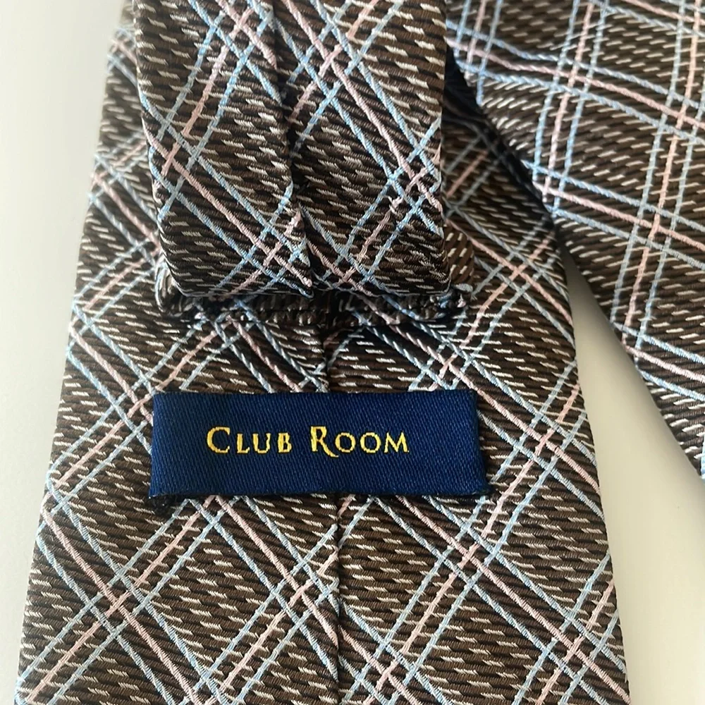 Big Boys Brown Plaid All Silk Tie